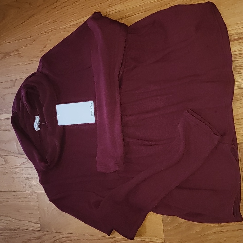 Juniors Cowl Neck Babydoll Burgundy Sweater XS